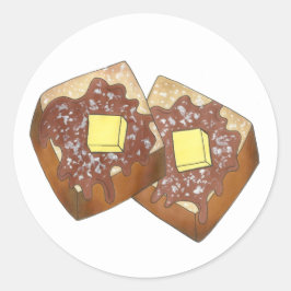 Pegatina Redonda Desayuno francés con mantequilla y jarabe