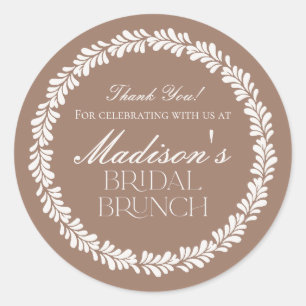 Pegatina Redonda Desayuno nupcial de fiesta española Mocha Brown Ta