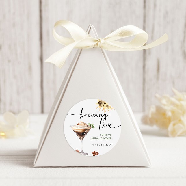 Pegatina Redonda Desayuno Nupcial de Martini de Espresso con Acuare (Subido por el creador)