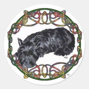 Pegatina Redonda Descanso del nudo celta de Escocia