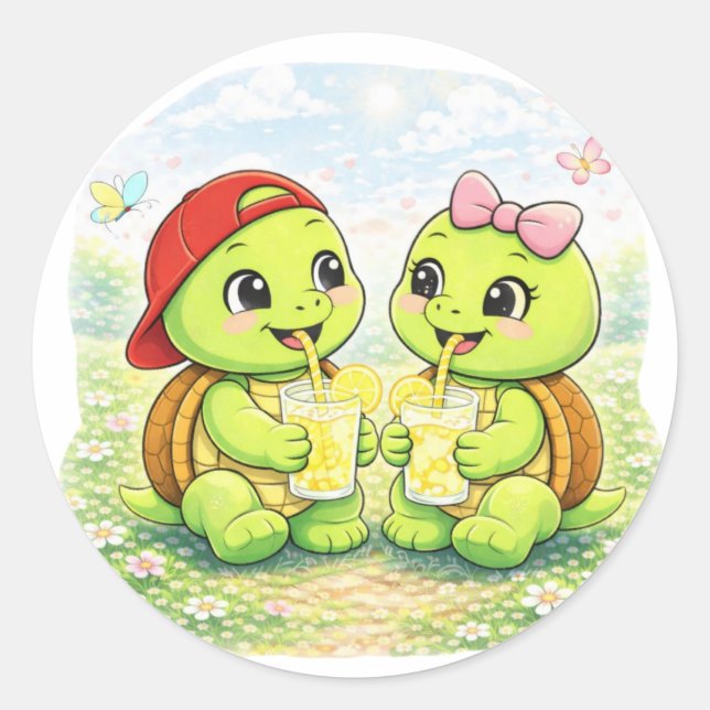 Pegatina Redonda Descanso para Limonada (Anverso)