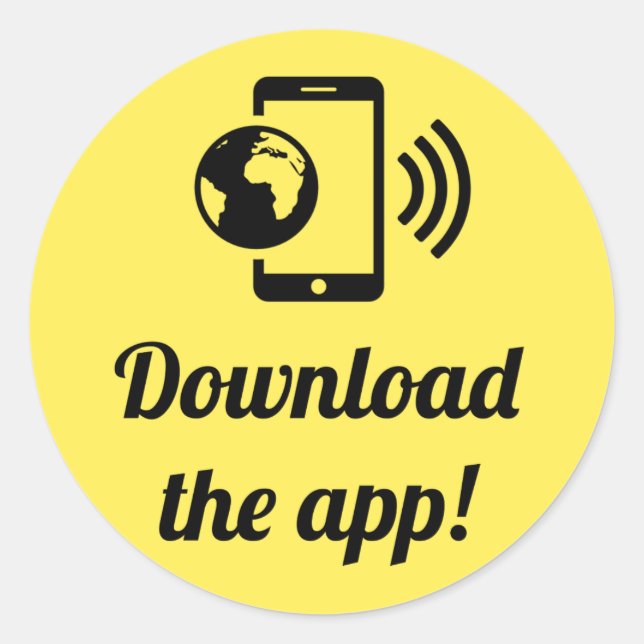 Pegatina Redonda Descarga La Aplicación! (Anverso)