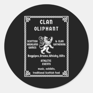 Pegatina Redonda Descendente de clan escocés olifante