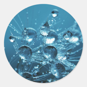 Pegatina Redonda Descensos del agua azul
