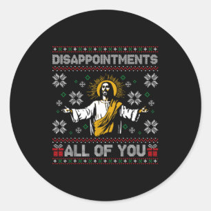 Pegatina Redonda Descepciones a todos ustedes Jesús Navidad Suéter
