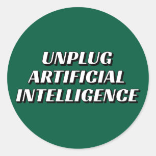 PEGATINA REDONDA DESCONECTA LA INTELIGENCIA ARTIFICIAL