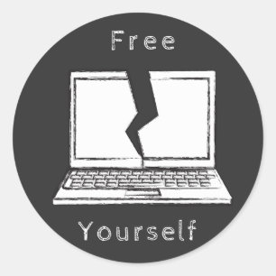 Pegatina Redonda Desconectar y salir