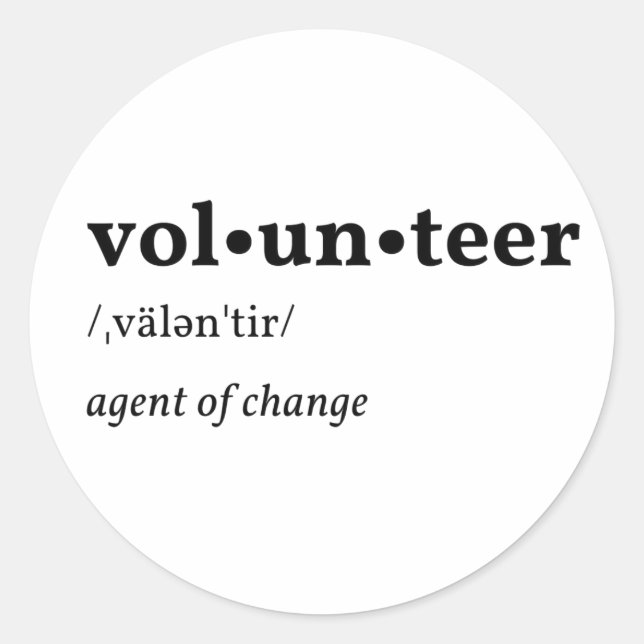 Pegatina Redonda Descripción del diccionario voluntario (Anverso)
