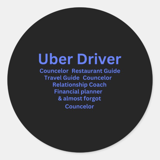 Pegatina Redonda Descripción del trabajo del controlador de Uber (Anverso)