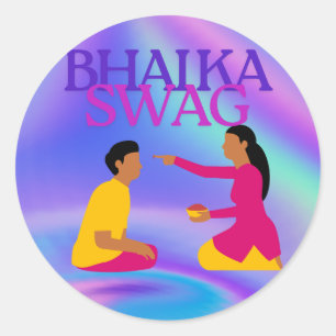 Pegatina Redonda Descripción (Hindi + Mi inglés)