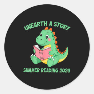 Pegatina Redonda Descubre una historia lectura de verano 2026 hombr