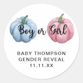 Pegatina Redonda Descubrir el sexo de la calabaza