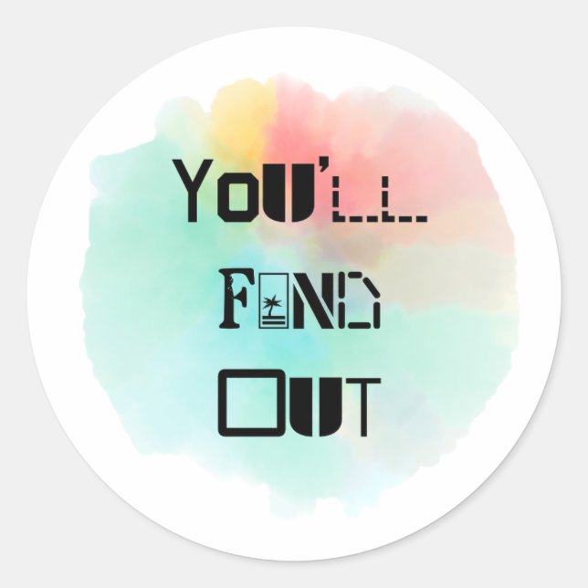 Pegatina Redonda Descubrirás Splash (Anverso)