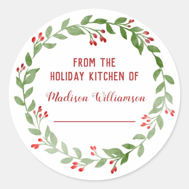 Pegatina Redonda Desde el estampado de la cocina de vacaciones | At (Anverso)