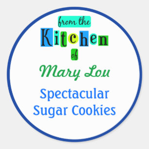Pegatina Redonda Desde la cocina de Blue Green Baking Stickers