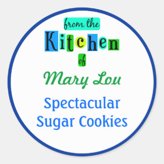 Pegatina Redonda Desde la cocina de Blue Green Baking Stickers