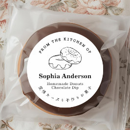 Pegatina Redonda Desde la cocina de Donut Bienes horneados Minimali