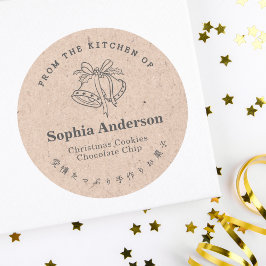 Pegatina Redonda Desde la cocina de los Navidades Bell Kraft Rustic