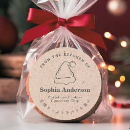 Pegatina Redonda Desde la cocina de los Navidades Santa Hat Kraft