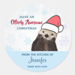 Pegatina Redonda Desde la cocina de | Navidades de corte Otter
