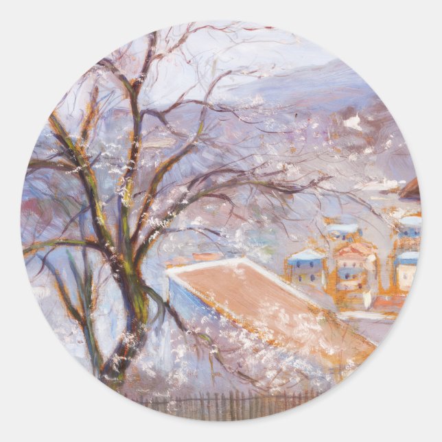 Pegatina Redonda Desde las afueras de París, Hugo Simberg (Anverso)