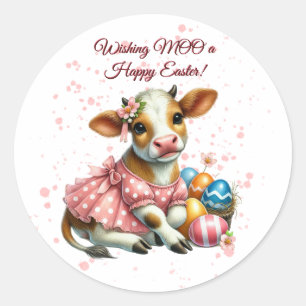 Pegatina Redonda ¡Deseamos a MOO una feliz Pascua!