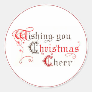 Pegatina Redonda Deseamos Que Sus Navidades Alegren Vintage Ilumina