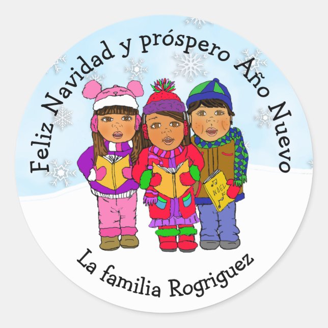 Pegatina Redonda Deseándote que los carabineros navideños se person (Anverso)