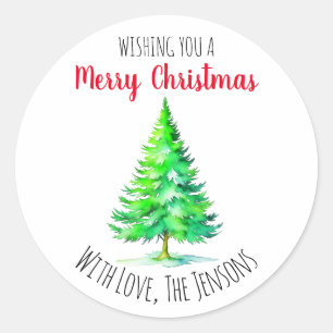 Pegatina Redonda Deseándote una feliz Navidad personalizada