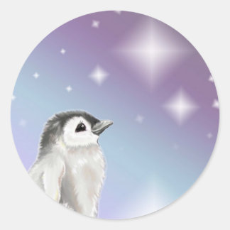 Pegatina Redonda Desearía A Un Pingüino Estelar...