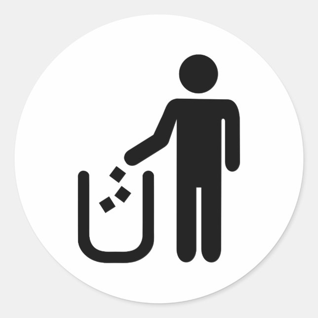 Pegatina Redonda Desechos de basura (Anverso)