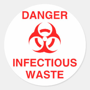 Pegatina Redonda Desechos Infecciosos Peligrosos