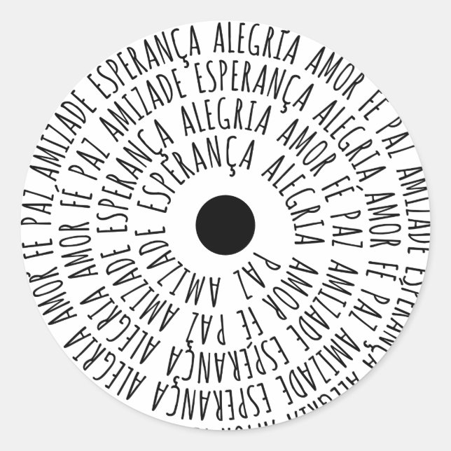 Pegatina Redonda Desejos de Natal - Amor Fé Esperança (Anverso)