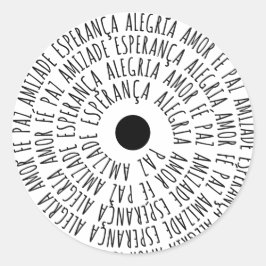 Pegatina Redonda Desejos de Natal - Amor Fé Esperança