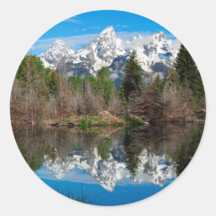 Pegatina Redonda Desembarco de Schwabacher, Grand Teton