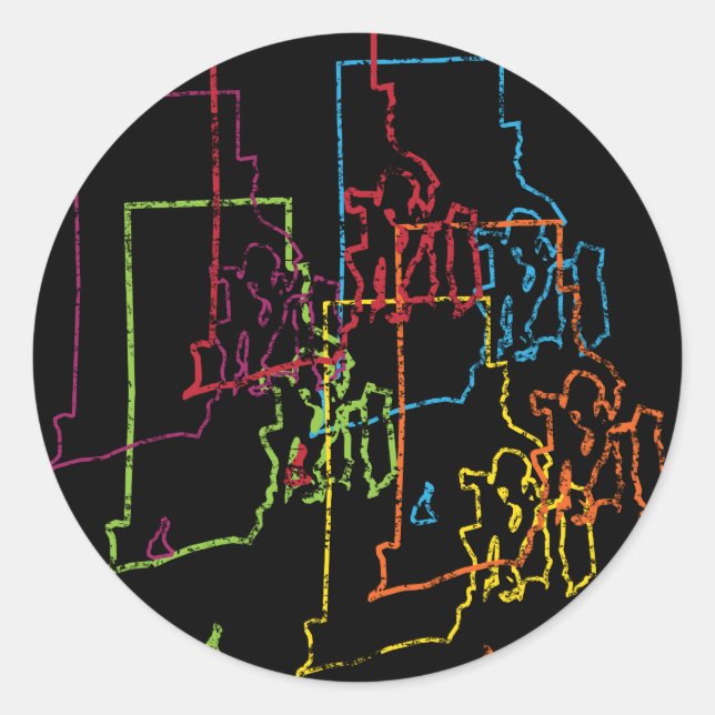 Pegatina Redonda desenfoque del orgullo de la isla de rhode (Anverso)