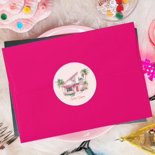 Pegatina Redonda Deseos cálidos Navidades rosados de la casa modern