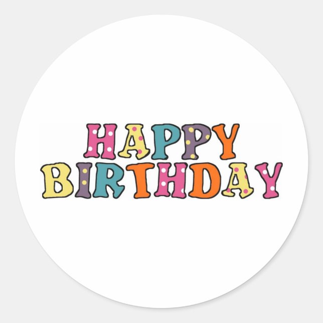 Pegatina Redonda Deseos de Cumpleaños Feliz (Anverso)