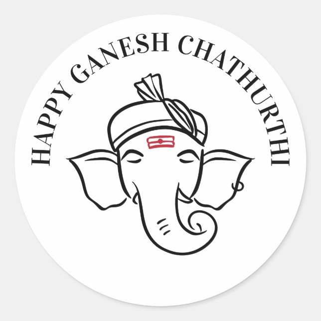 Pegatina Redonda Deseos de Ganesh Chathurthi | Dios indio (Anverso)