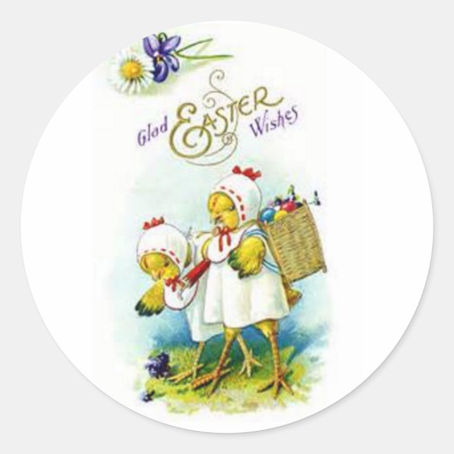 Pegatina Redonda Deseos de Pascua Alegres (Anverso)
