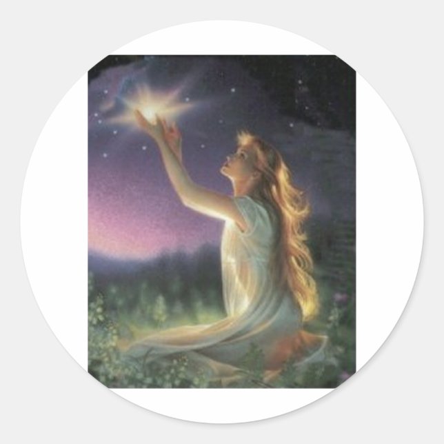 Pegatina Redonda Deseos Entre Las Estrellas (Anverso)