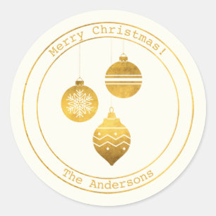 Pegatina Redonda Deseos sencillos ・ Navidades Minimalistas de ornam