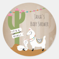 Desert Cactus Llamas Chica Baby Shower