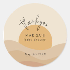 Pegatina Redonda Desert Chic Boho Earthy Baby Shower Thank You