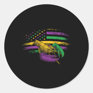 Pegatina Redonda Desfile De Carnaval Bandera De Ee. Uu. Mardi