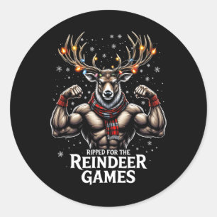 Pegatina Redonda Desgarrado Para Los Juegos Divertidos Navidades Gy