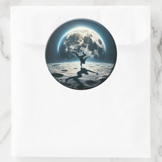 Pegatina Redonda Desglose lunar - Estilo de la calle en el espacio (Bolso)