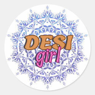 Pegatina Redonda Desi Chica Chakra Swag