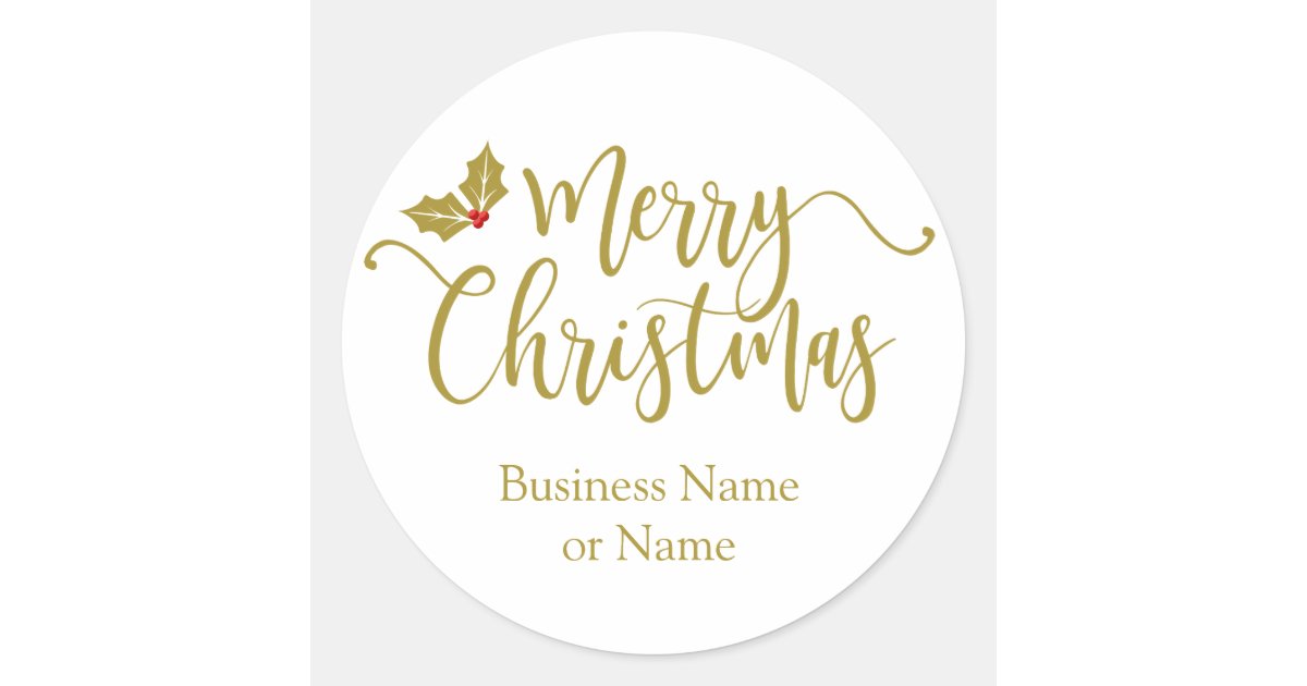 Pegatina Redonda Design with Merry Christmas Typography Gold | Zazzle.es