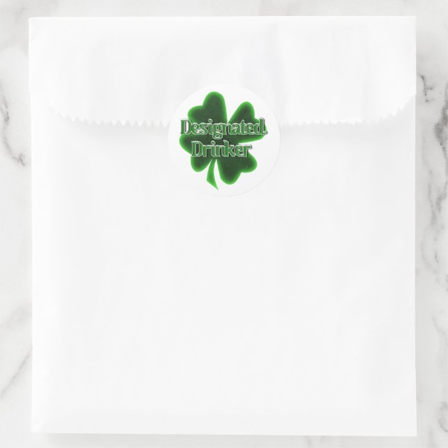 Pegatina Redonda Designated Drinker St. Patrick's Day (Bolso)